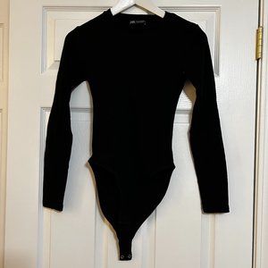 Zara Black Long Sleeve Bodysuit (Size M)